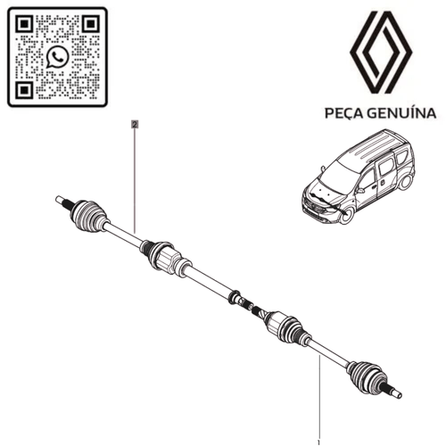 391007278R - SEMI EIXO DIREITO KANGOO II 1.6 16V H4M 2022 EM DIANTE